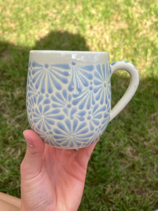 SECONDS Light Blue Talavera Inspired Mug