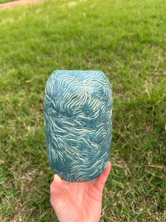 Turquoise carved medium vase