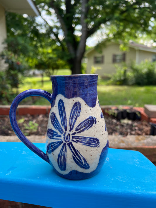 Purple Flower Sgraffito Mug