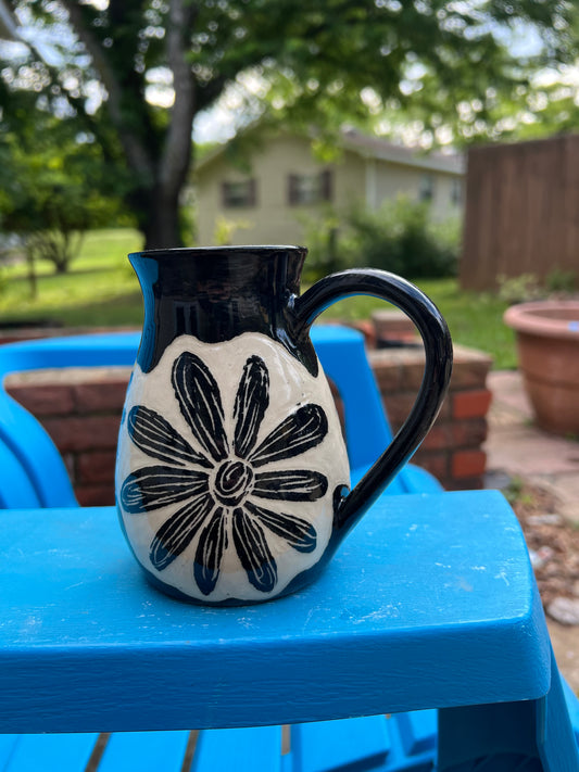 Black Flower Sgraffito Mug 2