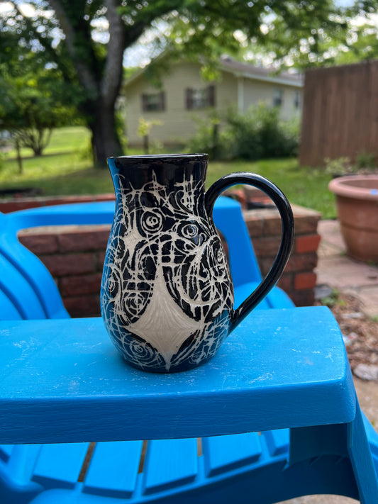 Black Cybersigilism Sgraffito Mug