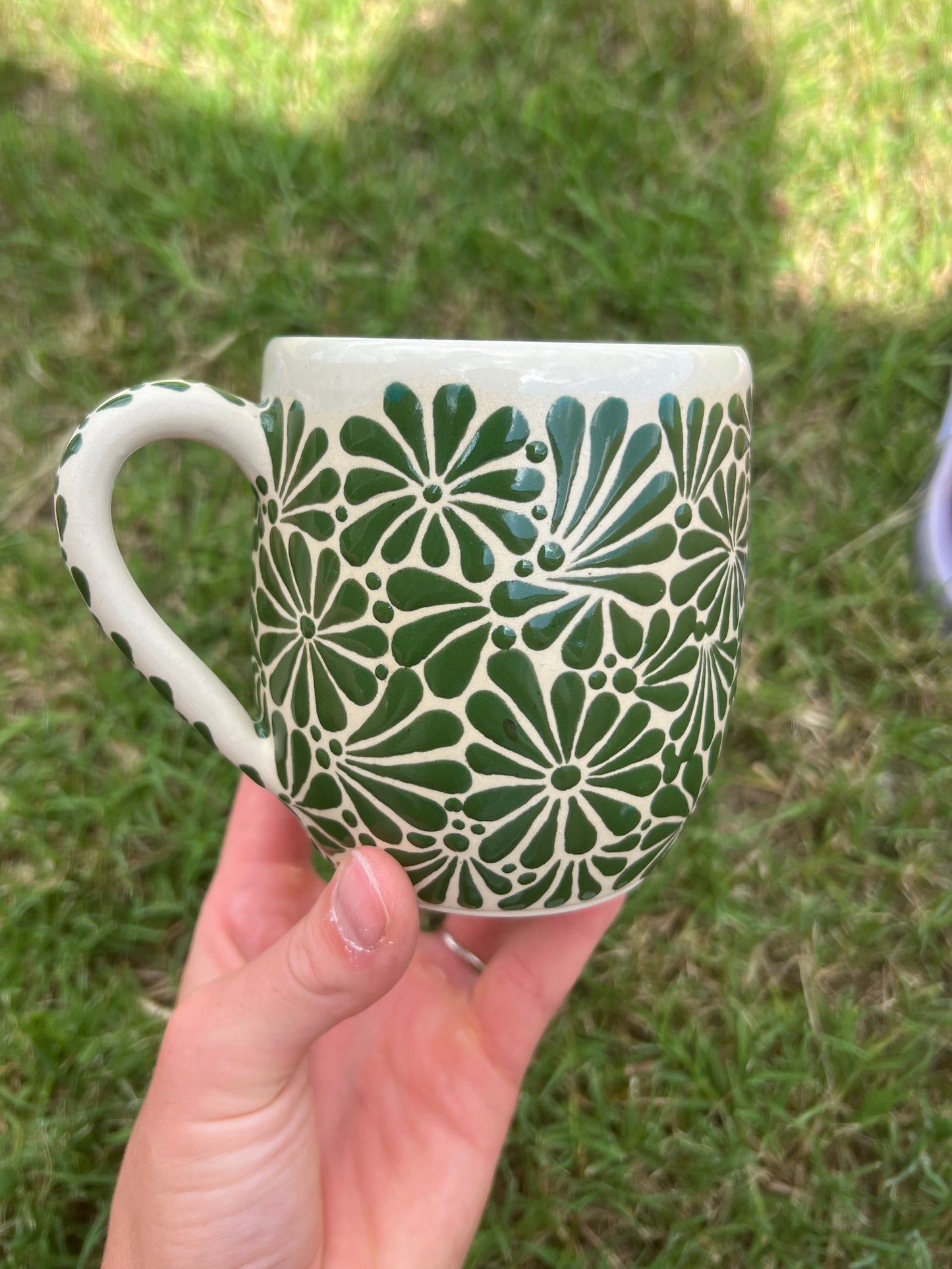 Dark Green Talavera Inspired Mug