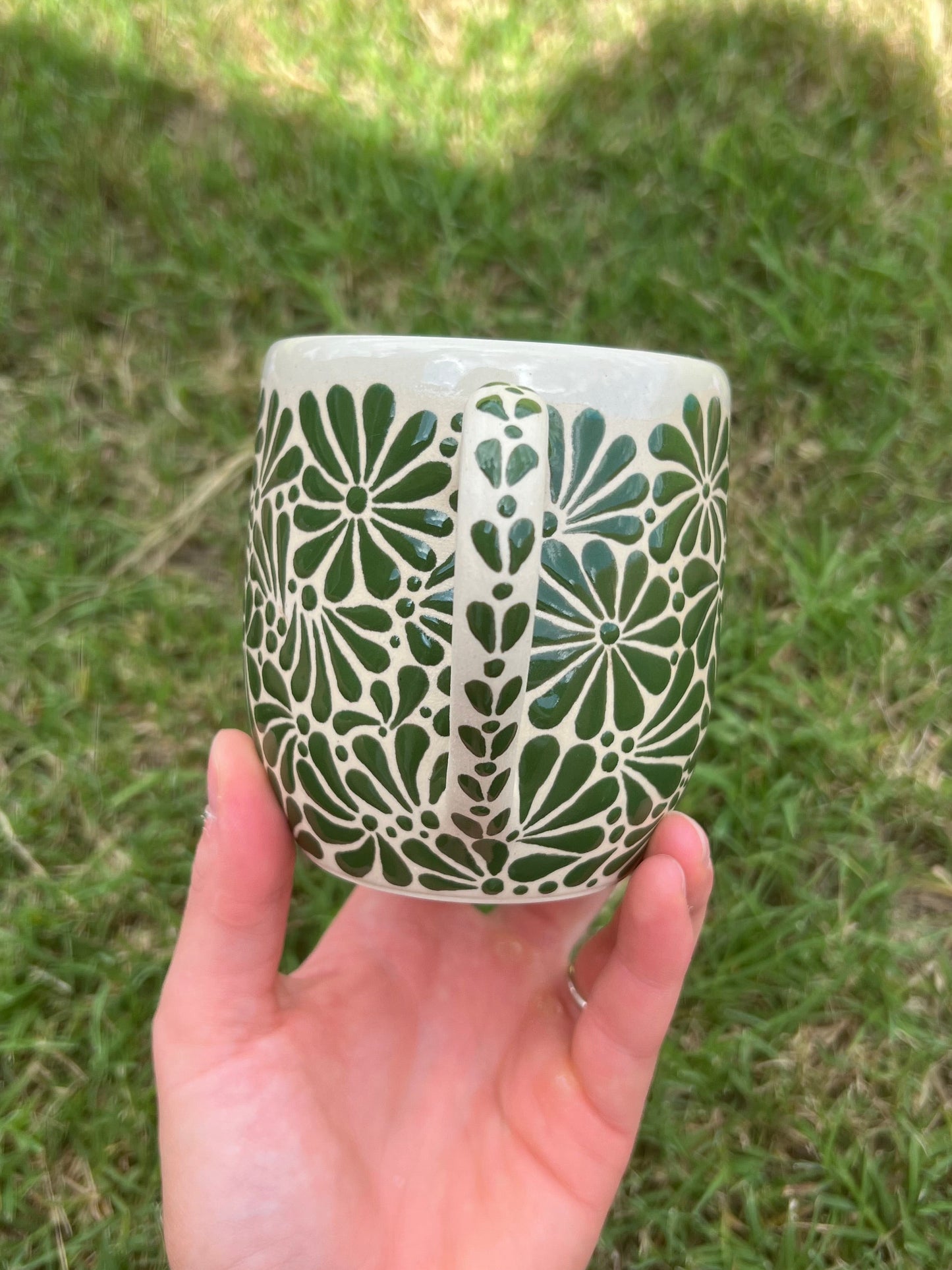 Dark Green Talavera Inspired Mug