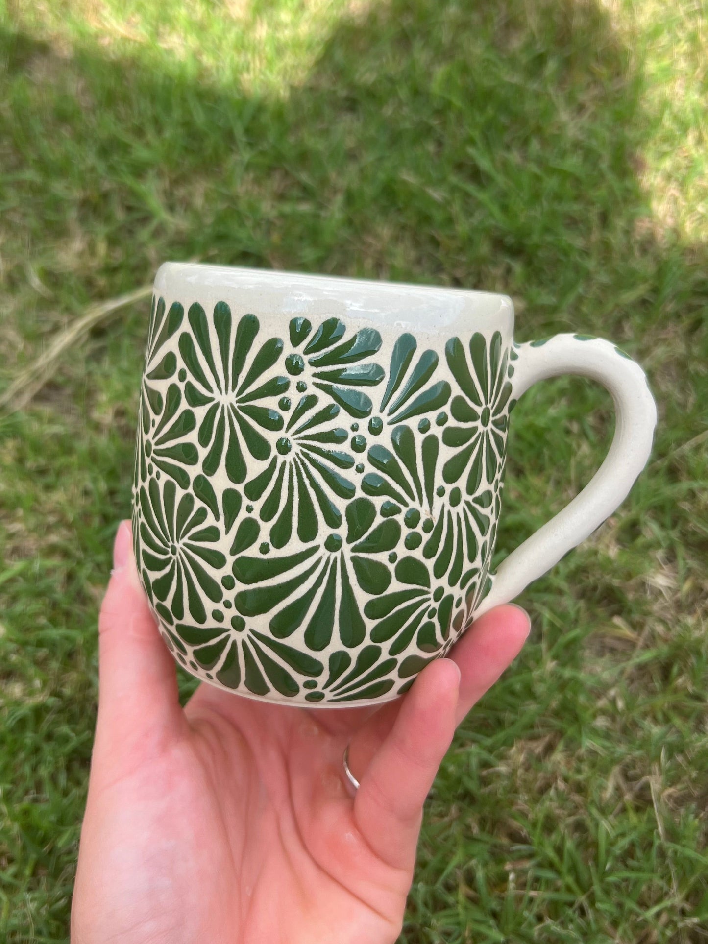 Dark Green Talavera Inspired Mug