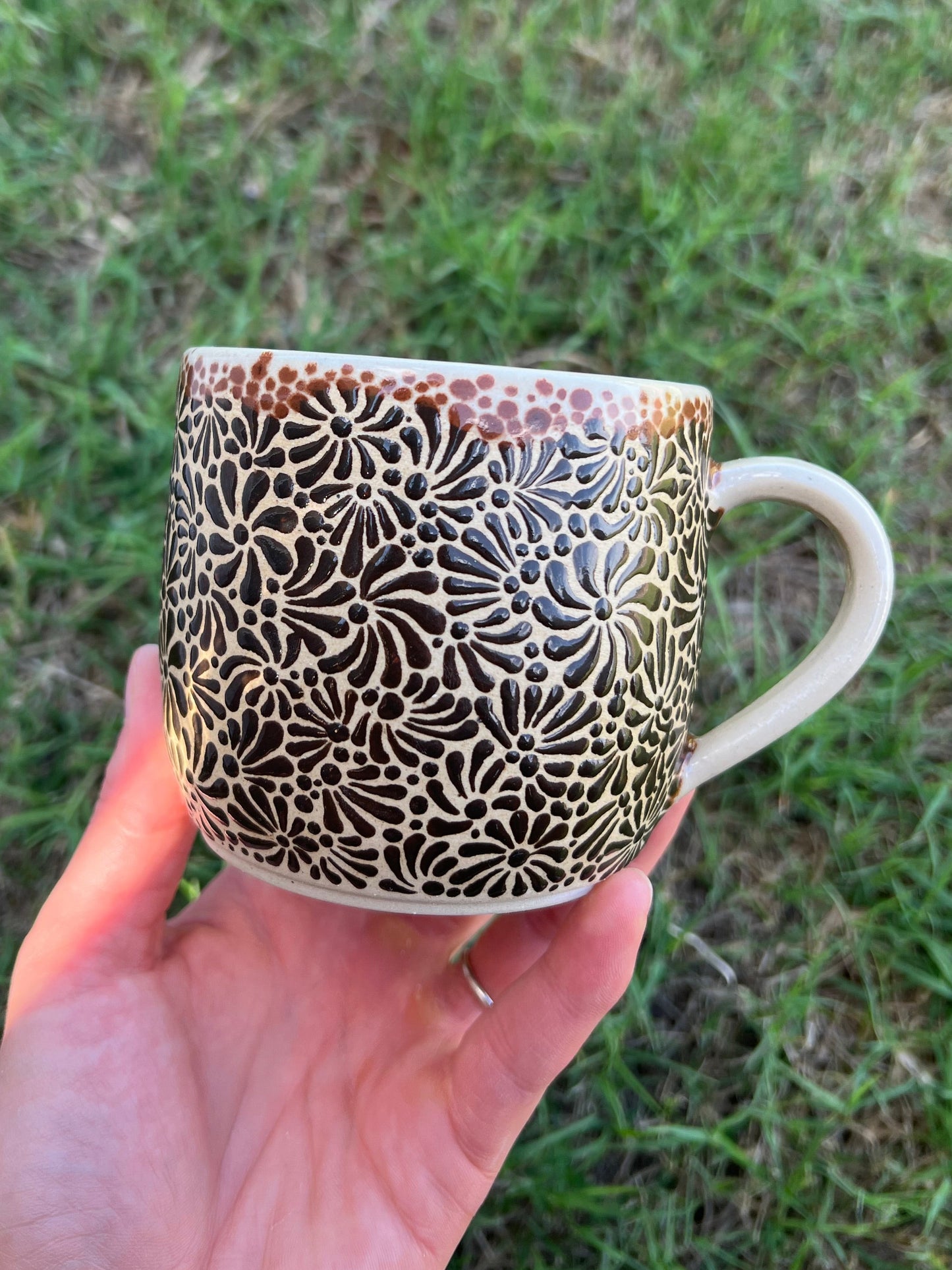 Black Brown Talavera Inspired Mug