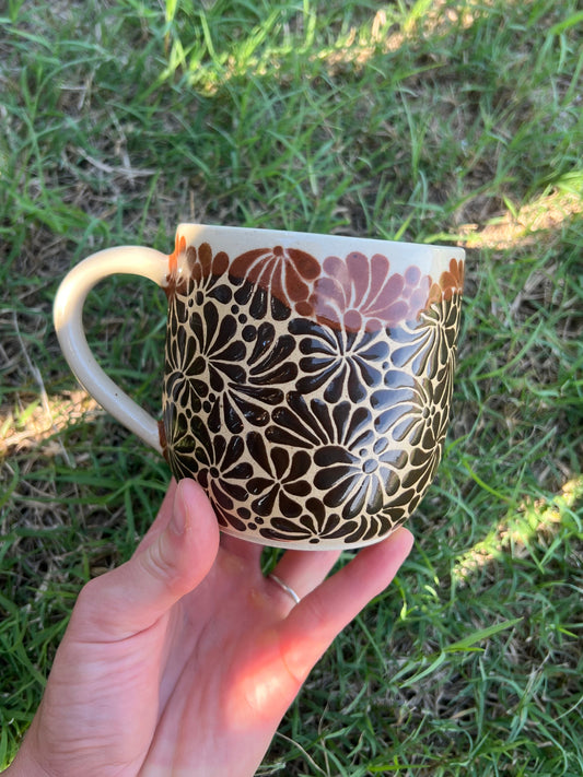 Black Brown Two-toned Talavera Inspired Mug