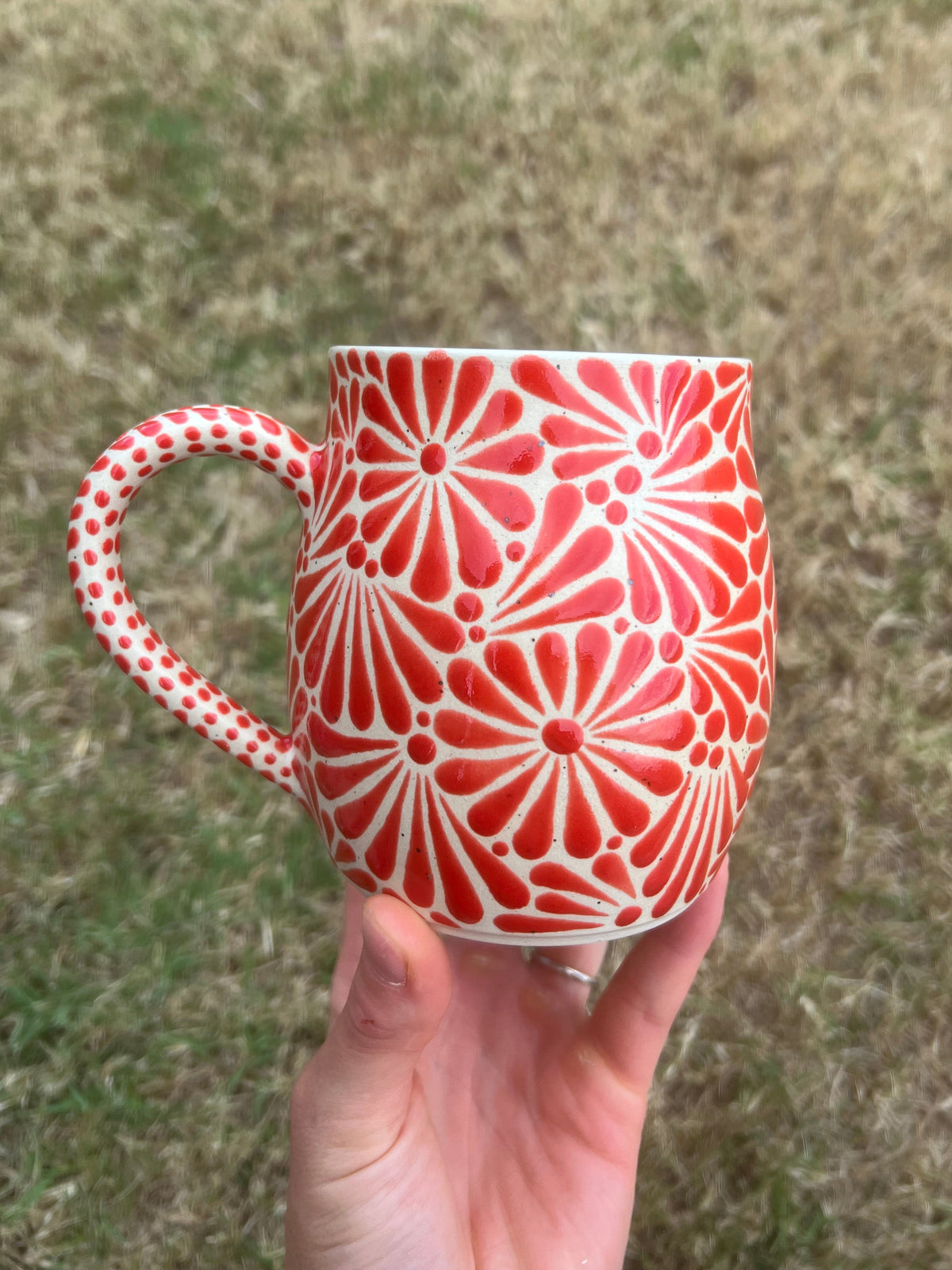 Cherry Red Talavera Inspired Mug