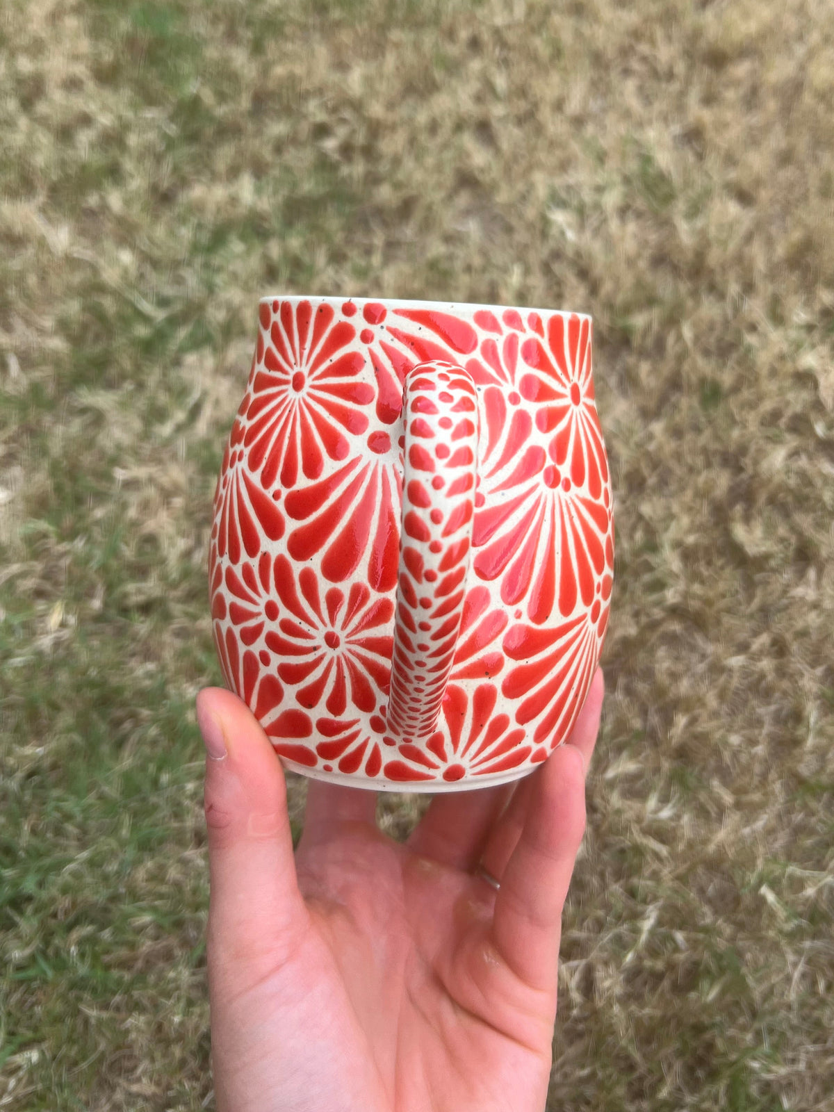 Cherry Red Talavera Inspired Mug