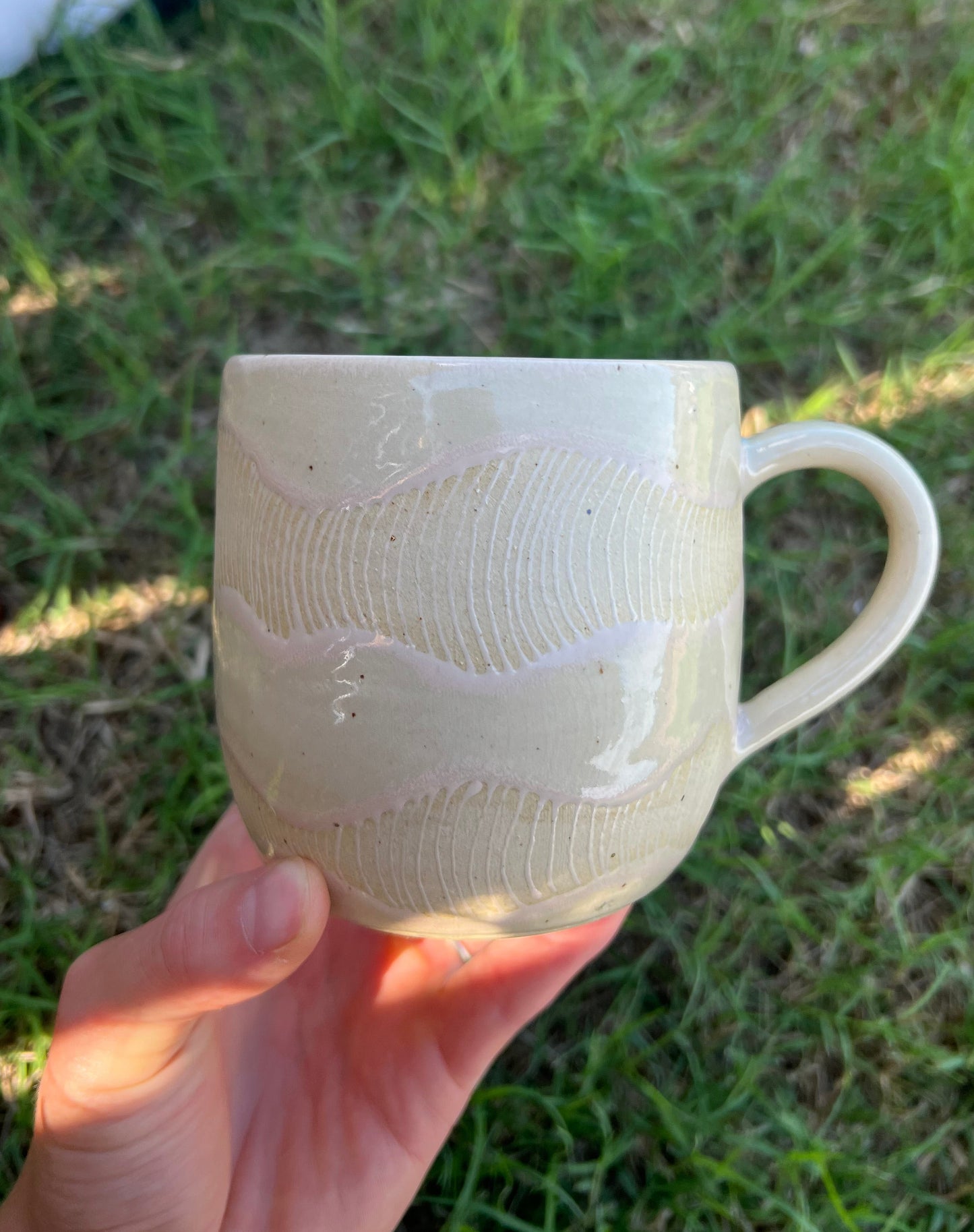 Cream Line Wave Mug