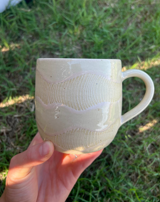 Cream Line Wave Mug