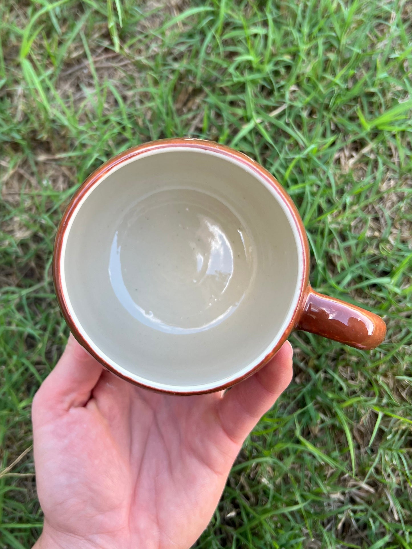SECONDS Brick Red Moth Sgraffito Mug