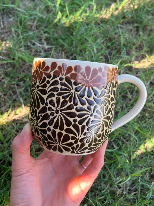 Black Brown Two-toned Talavera Inspired Mug