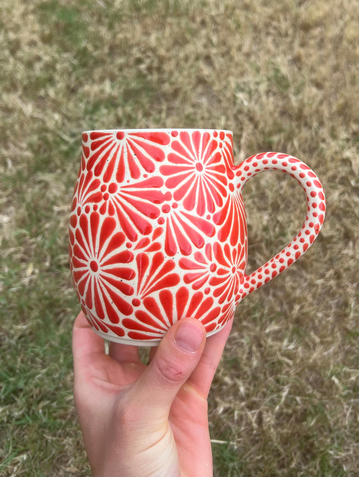 Cherry Red Talavera Inspired Mug