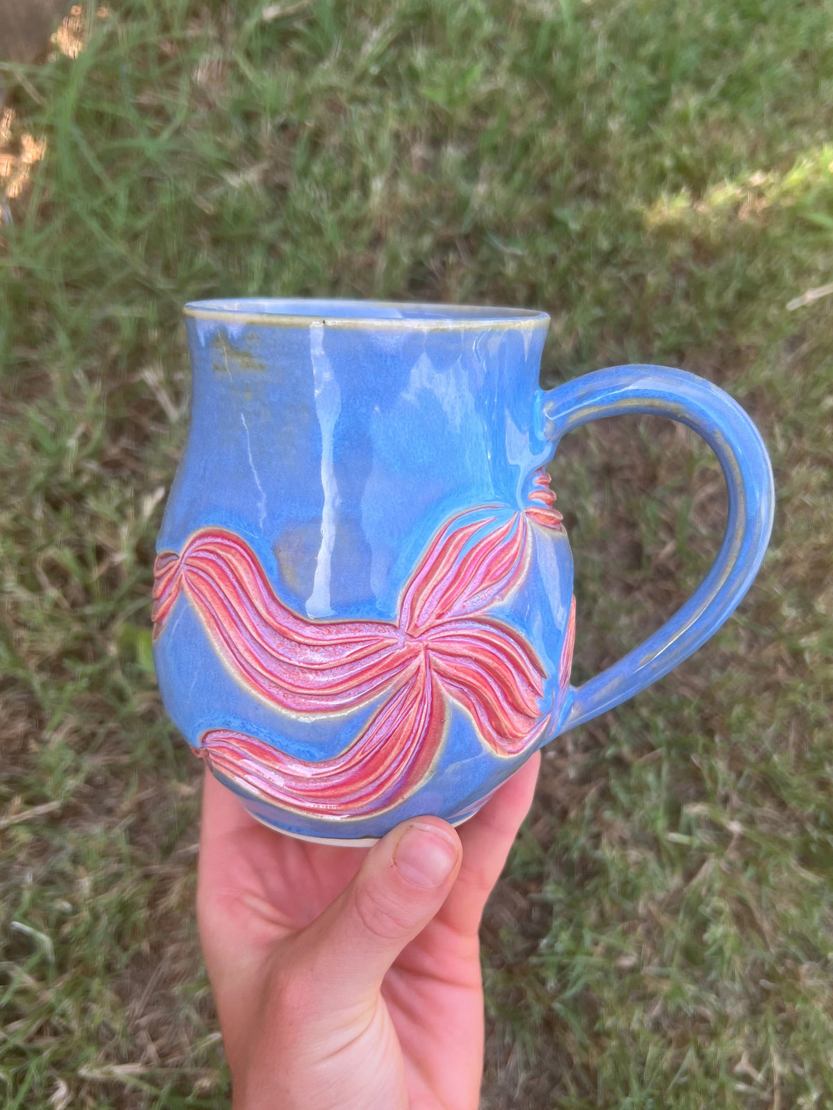 Pink Ribbon Carved Mug