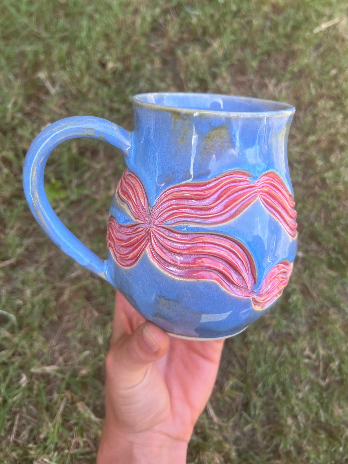 Pink Ribbon Carved Mug