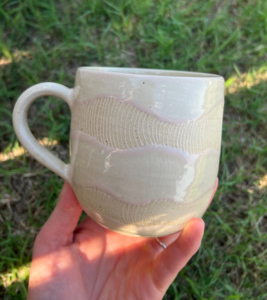 Cream Line Wave Mug