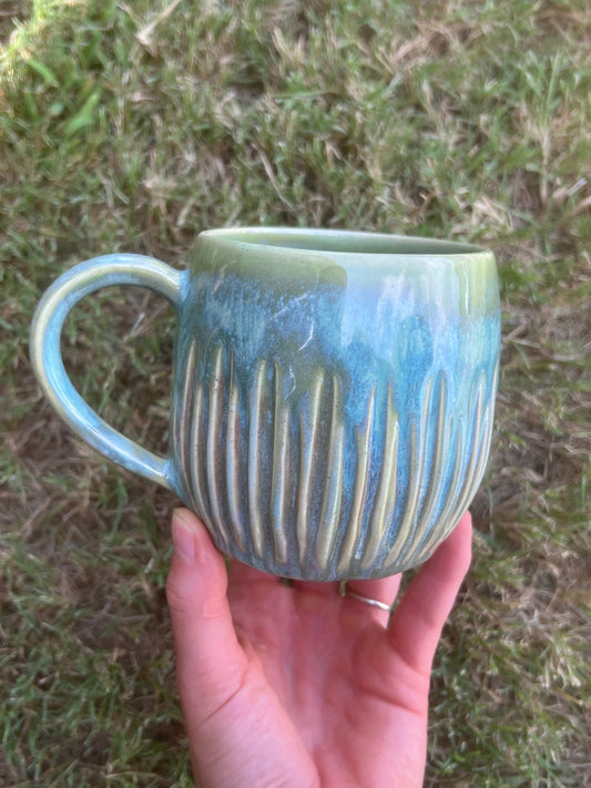 Mystic Green Carved Mug