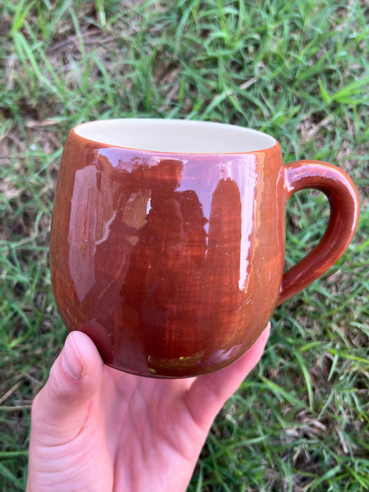 SECONDS Brick Red Moth Sgraffito Mug