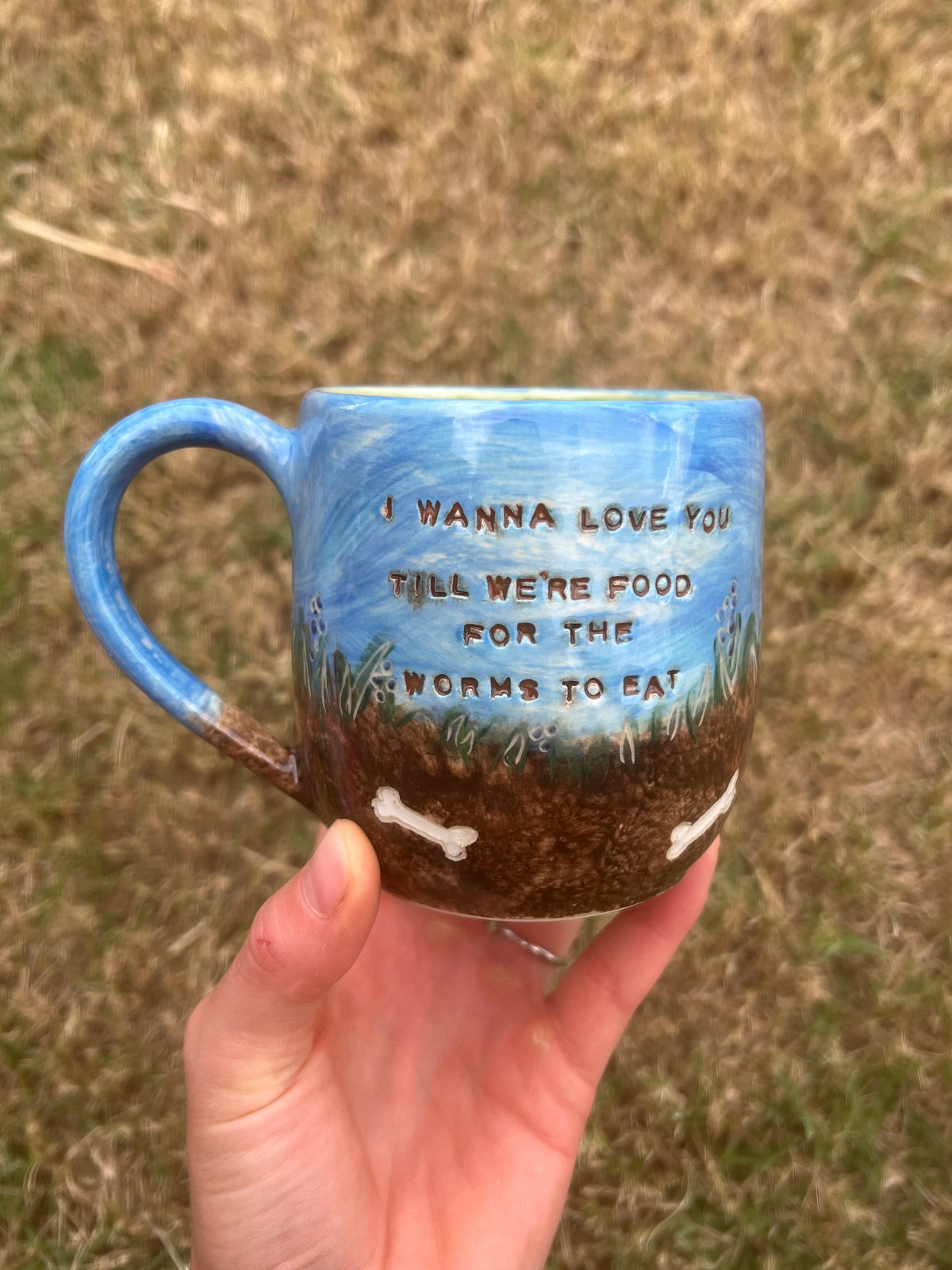 Worms carved lyrics mug