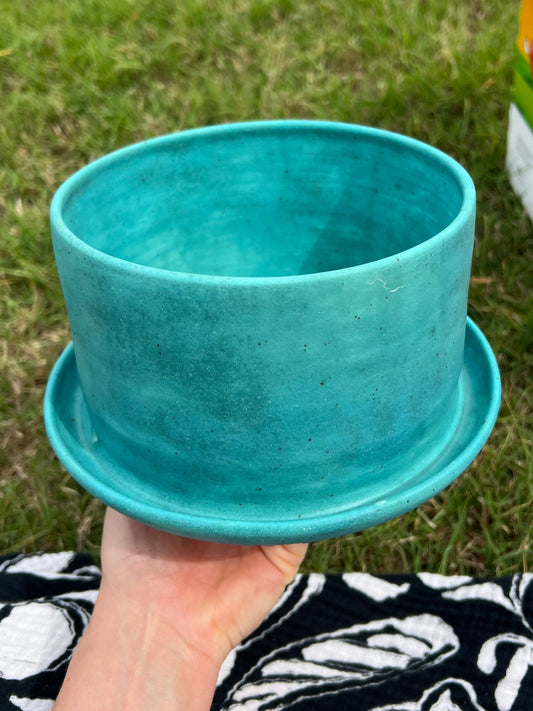 Turquoise matte medium planter