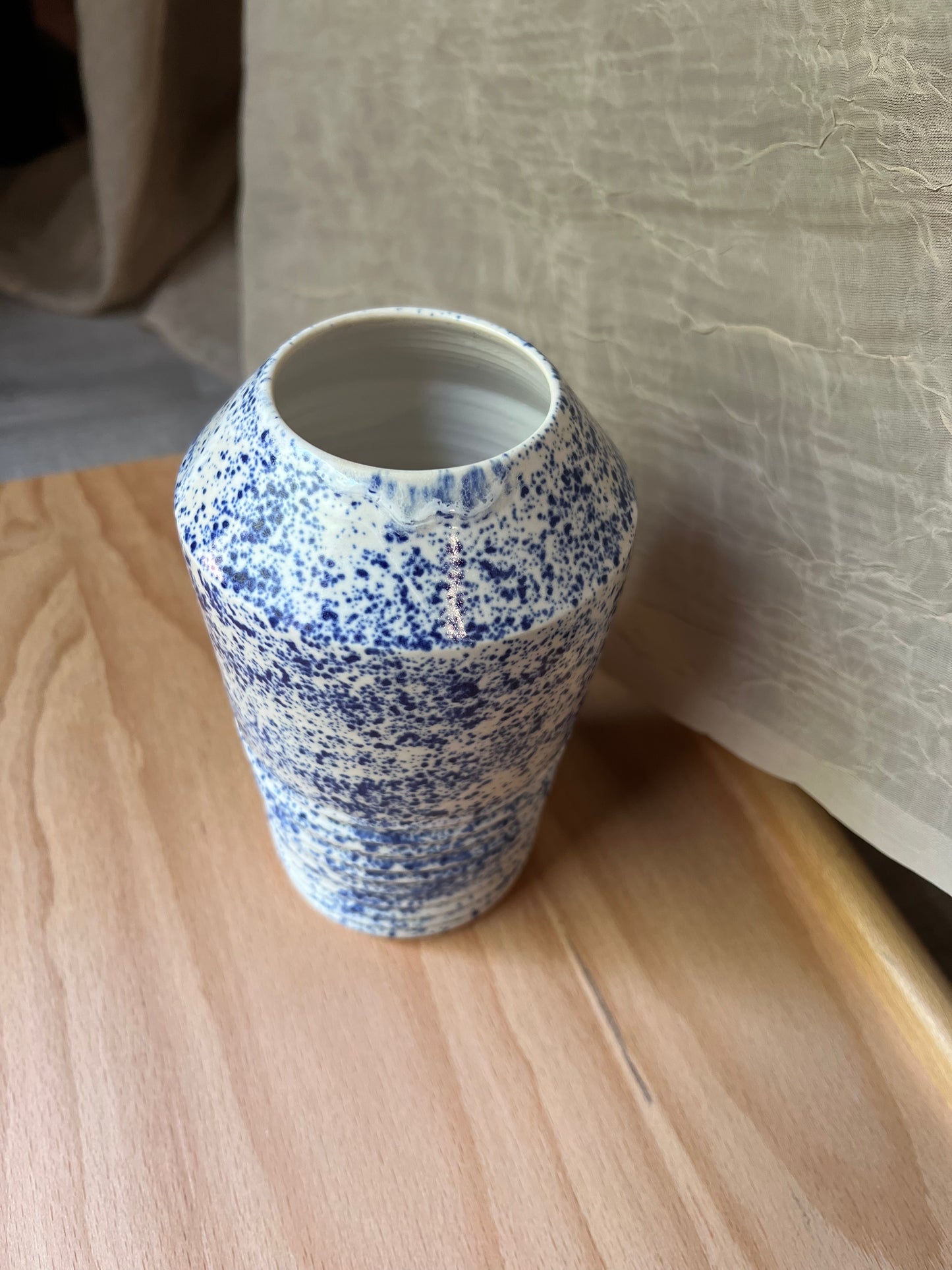 Blue and White Speckled Small Vase