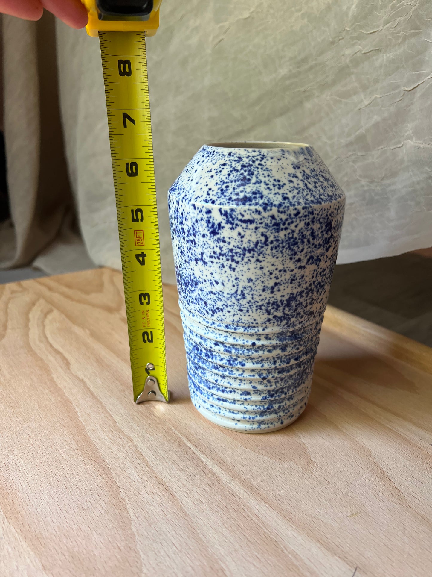 Blue and White Speckled Small Vase